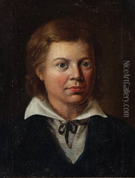 Self Portrait Of The Young Artist Oil Painting - Jorgen Roed