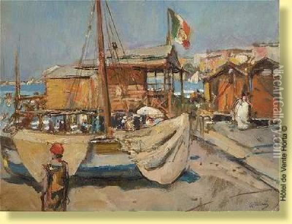 Vue D'un Port En Italie Oil Painting - Gennaro Villani