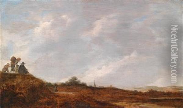 Dunenlandschaftmit Einem Zeichner Und Zuschauern Oil Painting - Salomon van Ruysdael