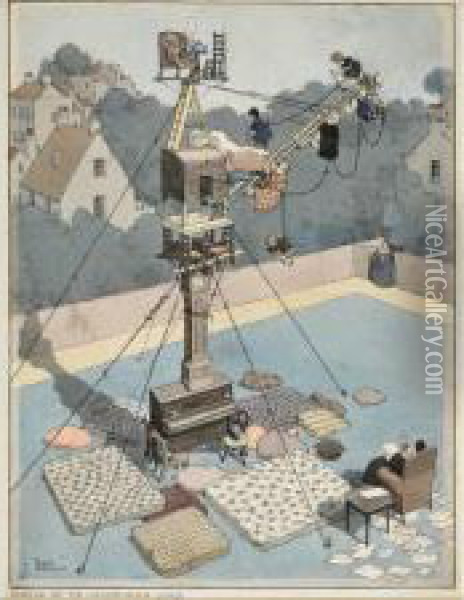Carrying Out The Correspondence Course For Mountain Climbing In Thehome Oil Painting - William Heath Robinson
