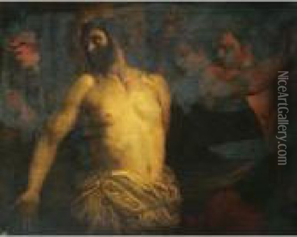 The Flagellation Of Christ Oil Painting - Tiziano Vecellio (Titian)