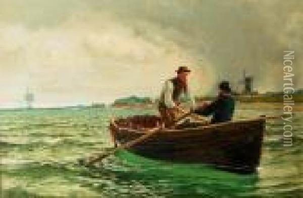 Rowing Home Oil Painting - Charles Napier Hemy