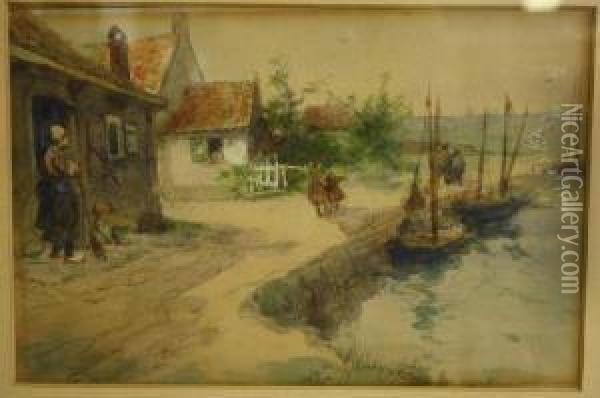 Vissersdorpje Oil Painting - Hendrik Van Steenwijk