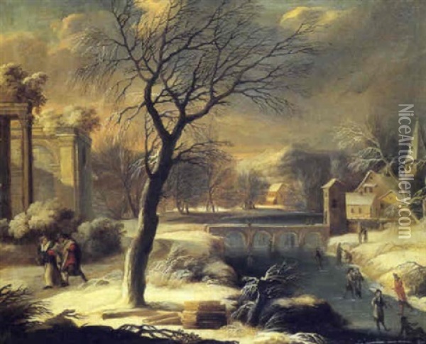 Paysage D'hiver Au Grand Arbre Gele Oil Painting - Francesco Foschi