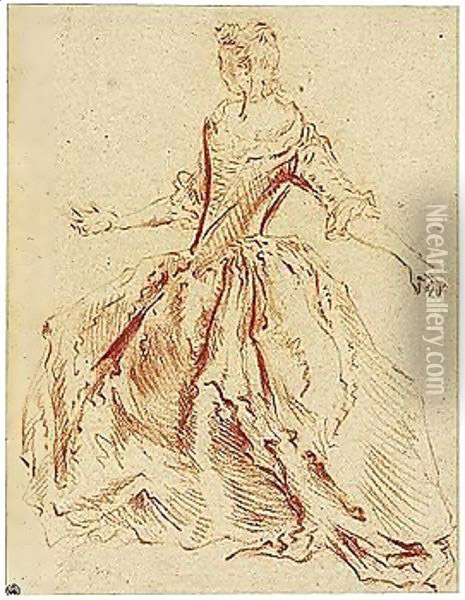 Study Of A Woman Posed As If Dancing Oil Painting - Jean-Baptiste Joseph Pater