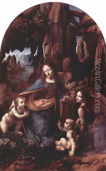 Madonna of the Rocks Oil Painting - Leonardo Da Vinci