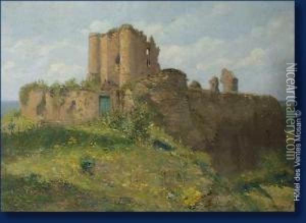Ruines Du Chateau Defranchimont Oil Painting - Jules Tasquin