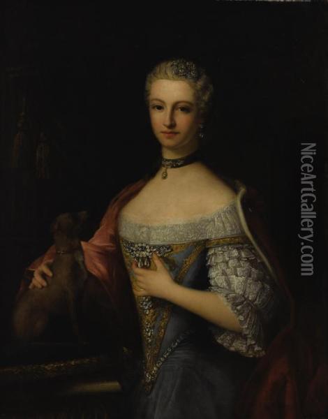 Portrait Of The Duchess Of Montmorency Oil Painting - Louis Tocque