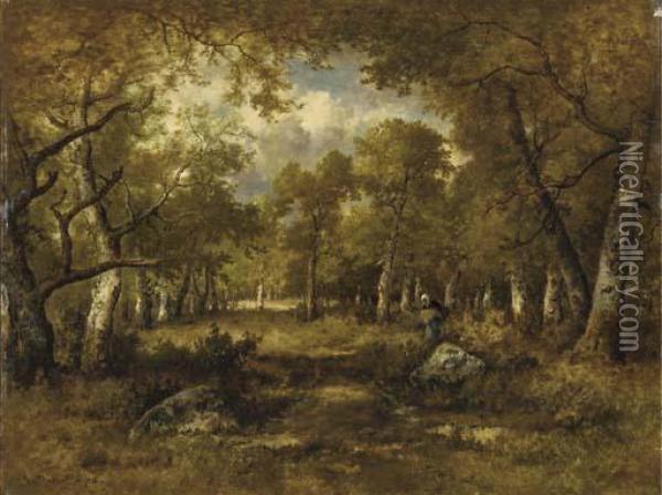Foret De Fontainebleau Oil Painting - Narcisse-Virgile D Az De La Pena