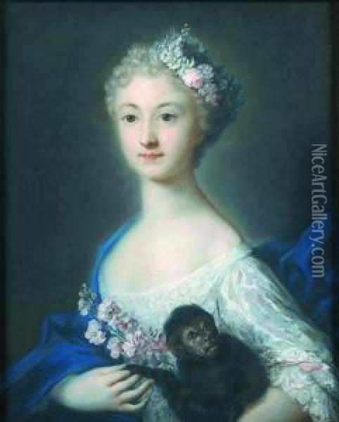 Portrait De Jeune Femme Au Singe Oil Painting - Rosalba Carriera