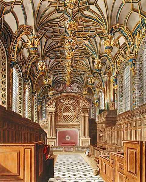 The Chapel, Hampton Court, from 'The History of the Royal Residences', engraved by Richard Reeve (b.1780), by William Henry Pyne (1769-1843), 1819 Oil Painting - Charles Wild