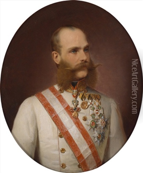 Kaiser Franz Joseph I. (+ Kaiserin Elisabeth; Pair) Oil Painting - Franz Russ the Elder