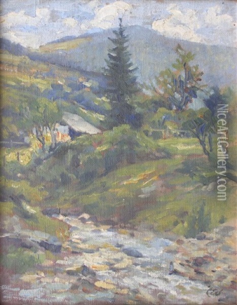 Pejzaz Gorski Oil Painting - Erno Erb