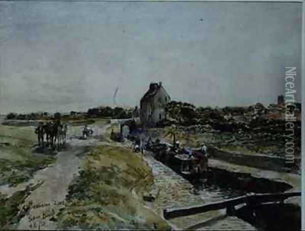 Keynsham Lock Oil Painting - Samuel Bough