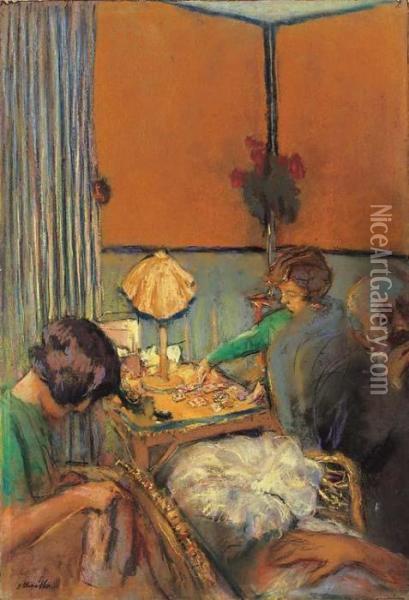 Le Salon; Le Soir A Vaucresson Oil Painting - Jean-Edouard Vuillard