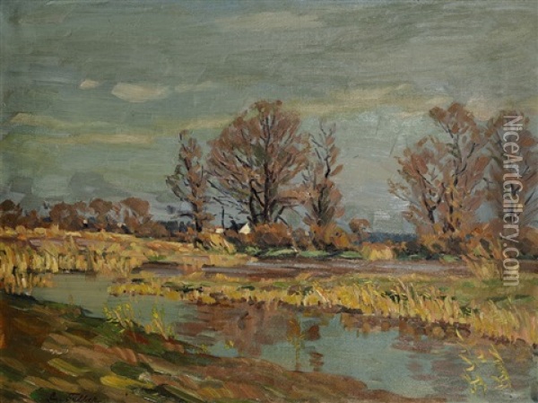 Landschaft Im Vorfruhling Oil Painting - Carl Friedrich Felber