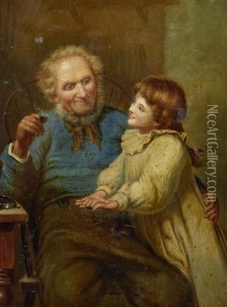 Grandpa's Story Oil Painting - Edwin Thomas Roberts