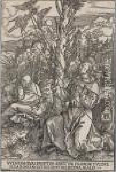 Saint Francis Receiving The Stigmata (b. 110; M., Holl. 224) Oil Painting - Albrecht Durer