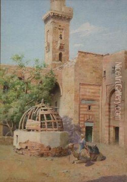 Courtyard In Old Cairo Oil Painting - Alexander Bulfour Mackechnie