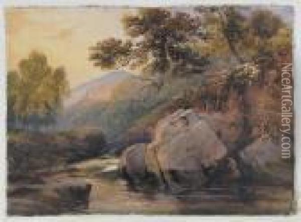 Rocky River Landscape Oil Painting - David Hall McKewan