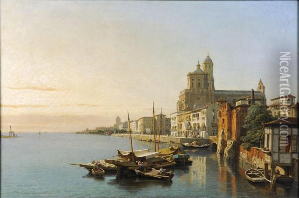 Le Port D'almeria Oil Painting - Francois Antoine Bossuet
