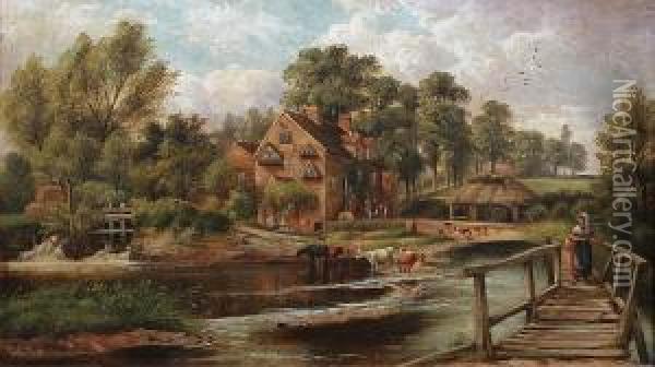 Heawood Mill, Warwickshire Oil Painting - John Joseph Hughes