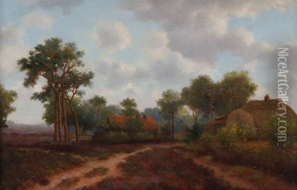 Gehoft In Heidelandschaft Oil Painting - Carolus Johannes Thysen