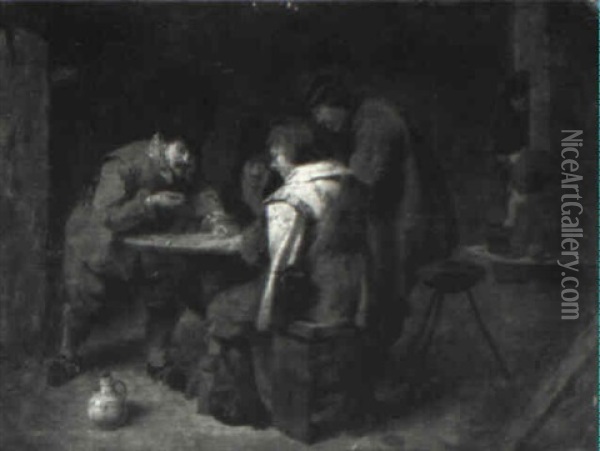 Gamers In An Interior Oil Painting - Joos van Craesbeeck