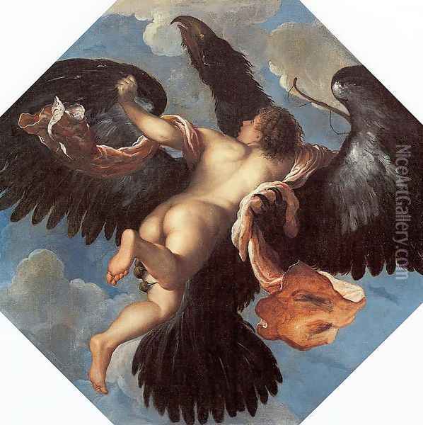 The Rape of Ganymede 1575 Oil Painting - Damiano Mazza