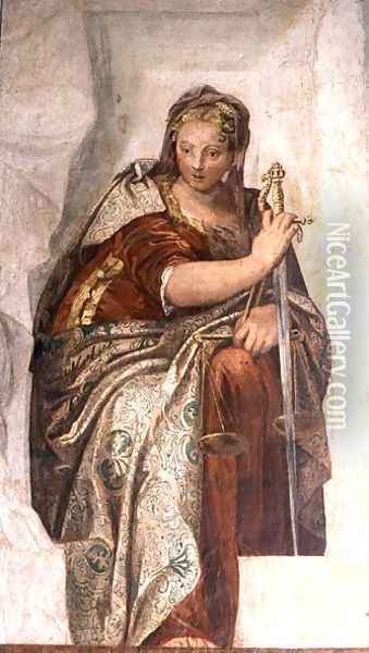 Justice, from the walls of the sacristy Oil Painting - Paolo Veronese (Caliari)