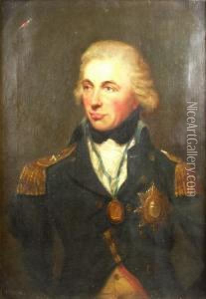 A Portrait Of Admiral Lord Nelson,half Length Oil Painting - Lemuel Francis Abbott