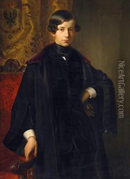 Portrait Of Prince Georg Of Prussia Oil Painting - Ferdinand Theodor Hildebrandt