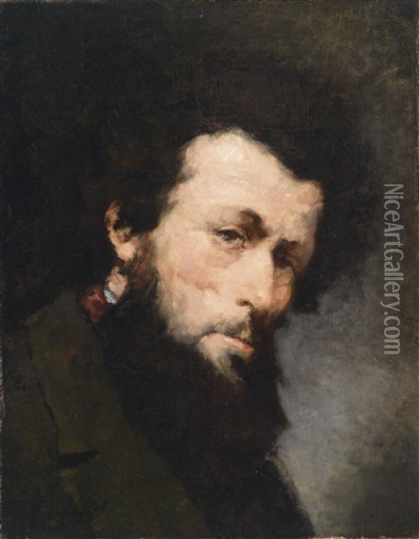 Mannerkopf Oil Painting - Wilhelm Maria Hubertus Leibl