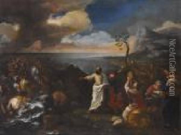 Il Passaggio Del Mar Rosso Oil Painting - Jacques Courtois Le Bourguignon