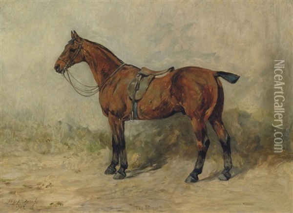 "the Prior," A Saddled Hunter Oil Painting - John Emms