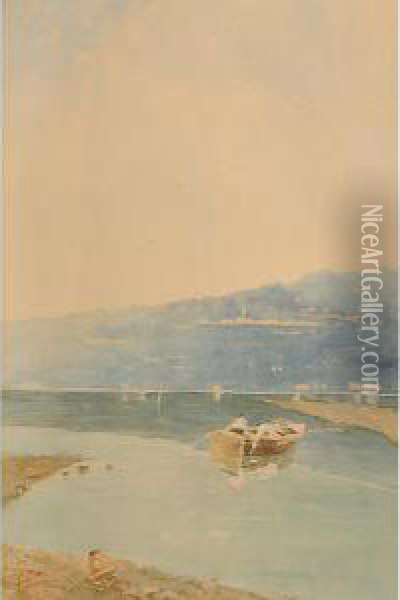 Pescatore Nel Golfo Oil Painting - Giuseppe Pogna