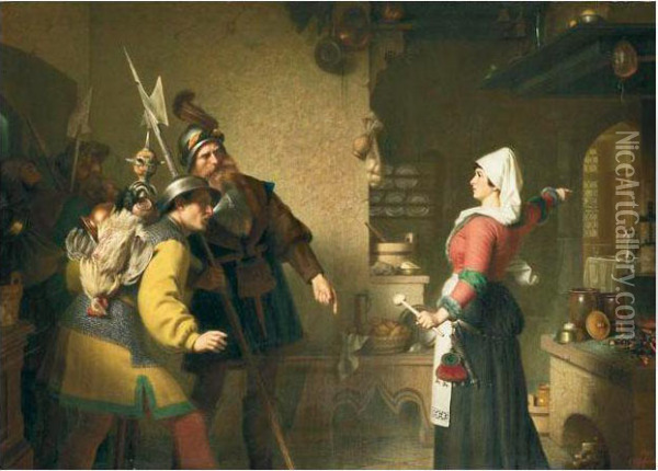 Die Mutige Bundnerin Im Schwabenkrieg Oil Painting - Johann Caspar Bosshardt
