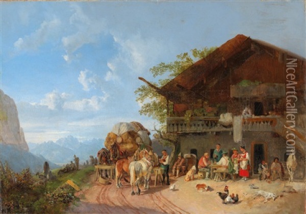Einkehr Oil Painting - Heinrich Buerkel