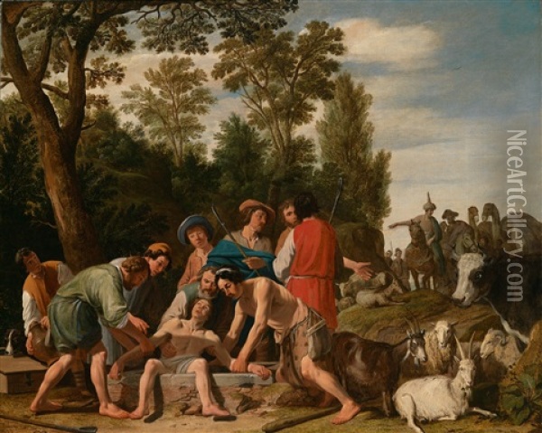 Der Agyptische Joseph Wird Von Seinen Brudern In Den Brunnen Geworfen Oil Painting - Claes Cornelisz Moeyaert