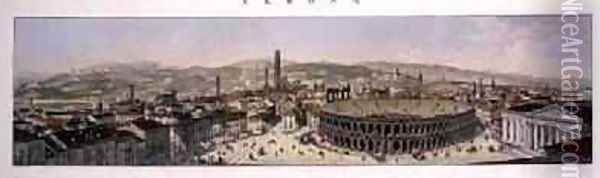 View of Verona Oil Painting - Majocchi, P.