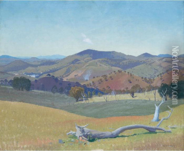 Landscape Near Yass Oil Painting - Elioth Gruner