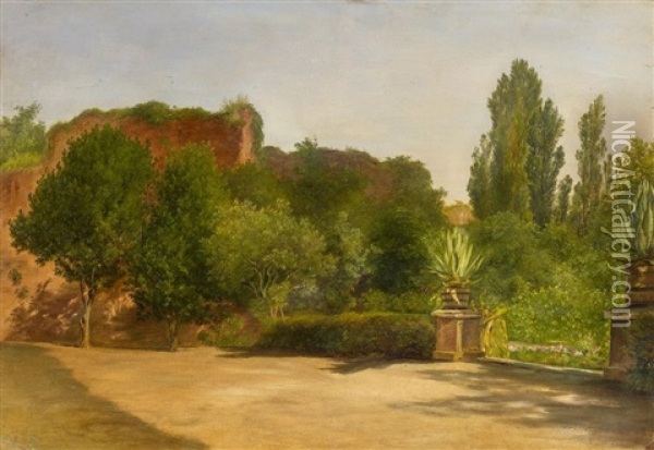Sommertag In Romischem Garten Oil Painting - Friedrich Loos