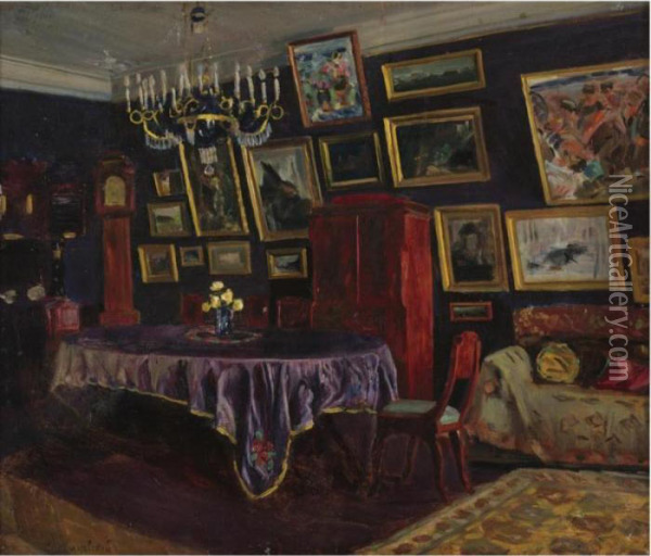 Elegant Interior Oil Painting - Stanislaw Zukowski