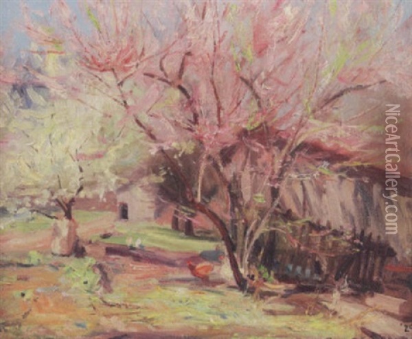 Farmyard With Chickens Oil Painting - Paul Turner Sargent