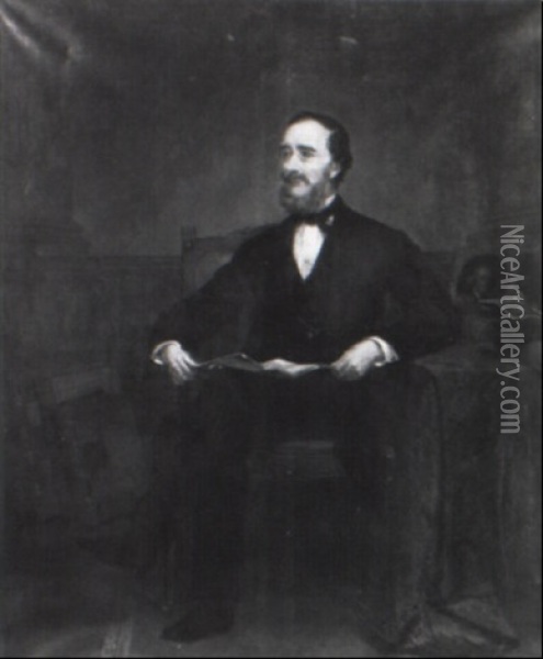 Portrait Of Mr. Everett, President Of Broadway Savings Institution Oil Painting - Thomas Hicks