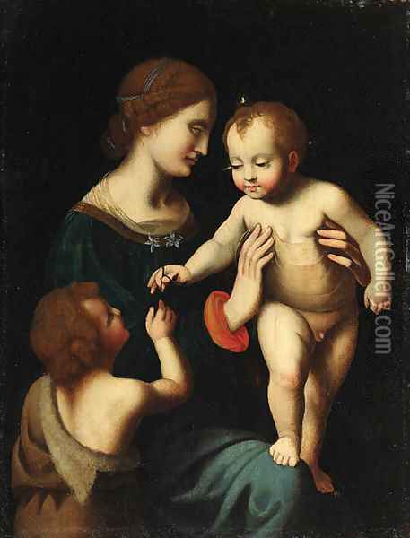 The Madonna and Child with the Infant Saint John the Baptist Oil Painting - Bernardino Luini