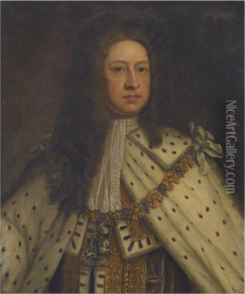 Portrait Of King George I Oil Painting - Sir Godfrey Kneller
