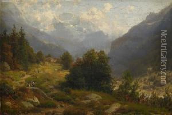 Bergslandskap Oil Painting - Josef Schoyerer