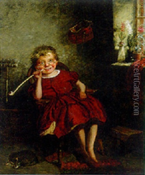 The Young Smoker Oil Painting - Frank Albert Philips