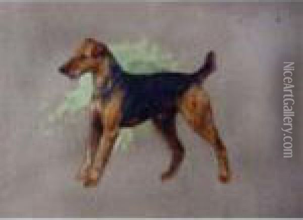 Airedale Terrier Oil Painting - Arthur Wardle